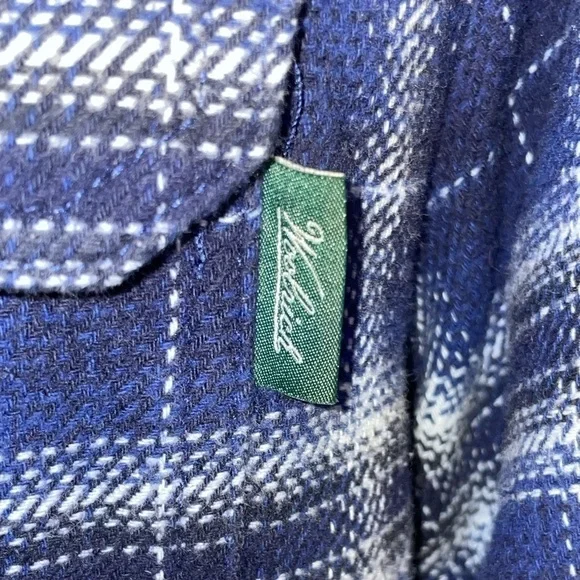 Woolrich Shirt Mens L Heavyweight Brushed Cotton Brawny Flannel Blue Plaid‌‌‌‌ - Picture 4 of 10